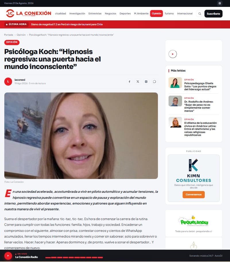 Imagen de columna sobre hipnosis regresiva